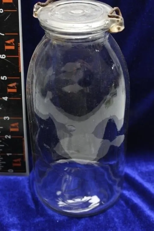 Antique Hand Blown Glass Wire-Bail Canning Jar