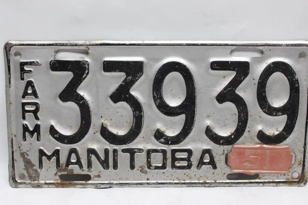 Manitoba Farm License Plate #339939