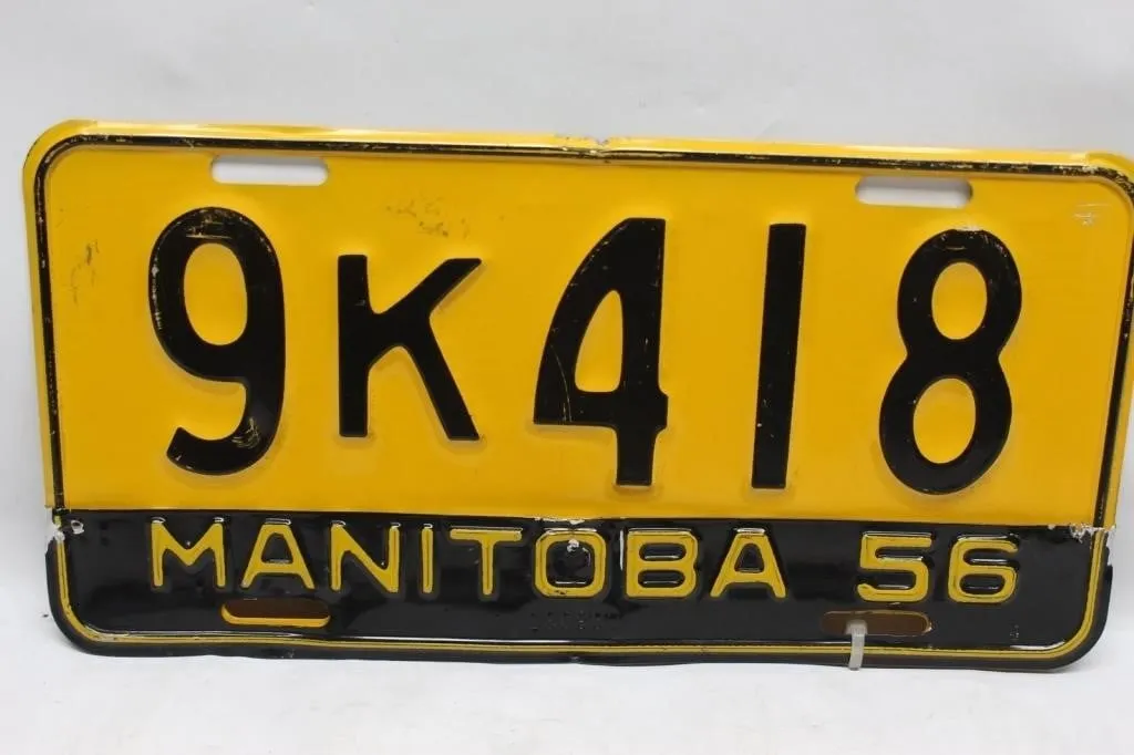 Manitoba 1956 License Plate 9K418