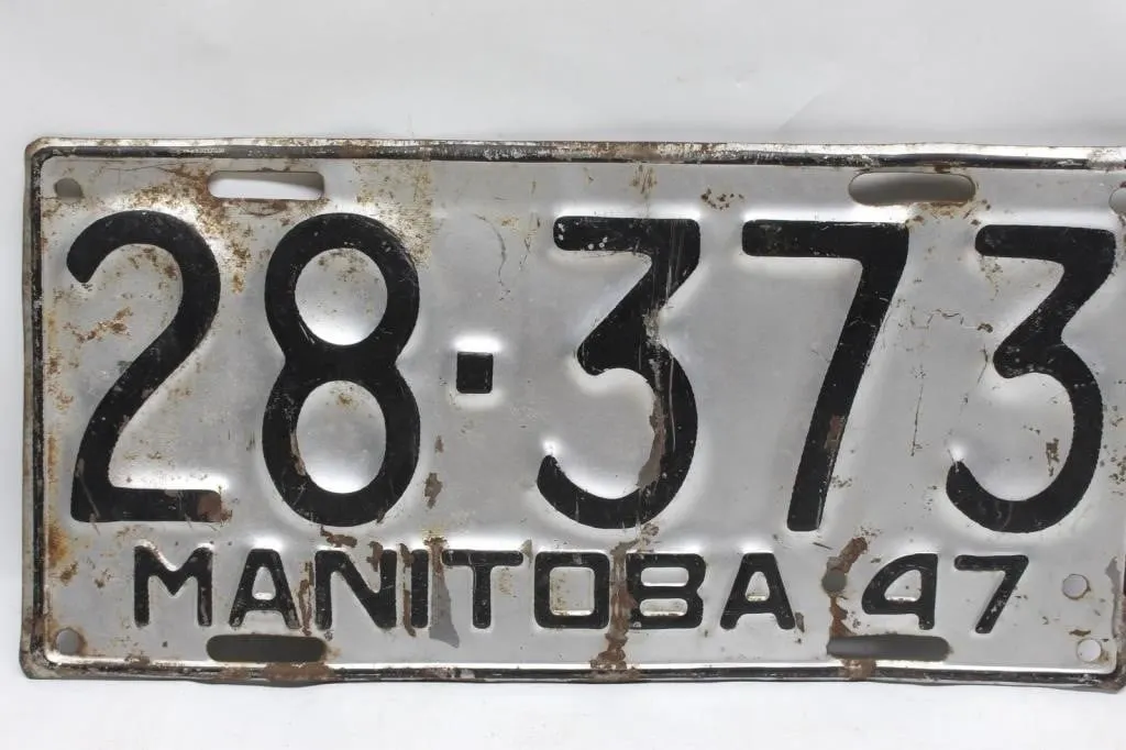 Vintage 1947 Manitoba License Plate 28-373