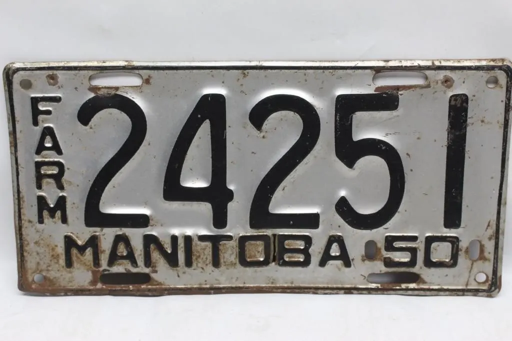 Manitoba 1950 Farm License Plate #24251