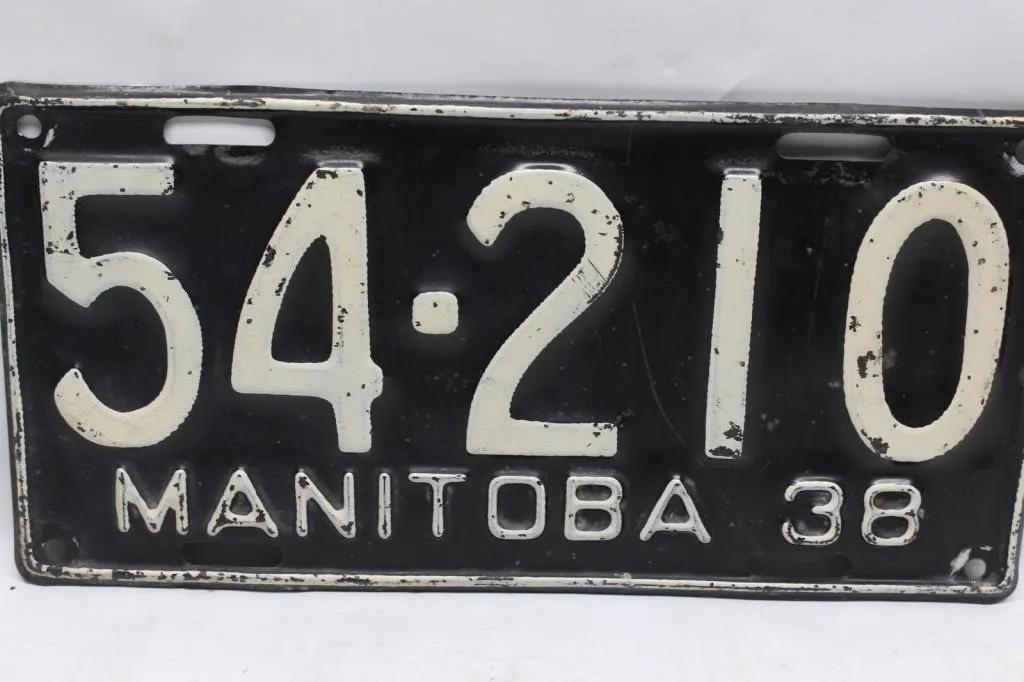 vintage Manitoba 1938 license plate