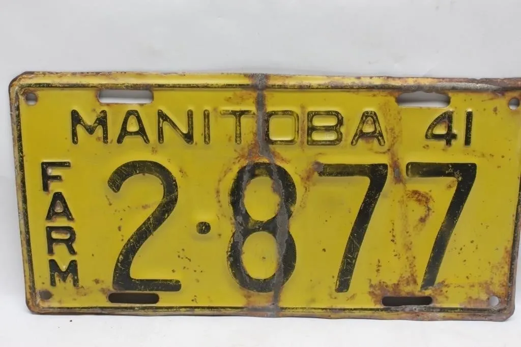 Manitoba 1941 Farm License Plate 2-877