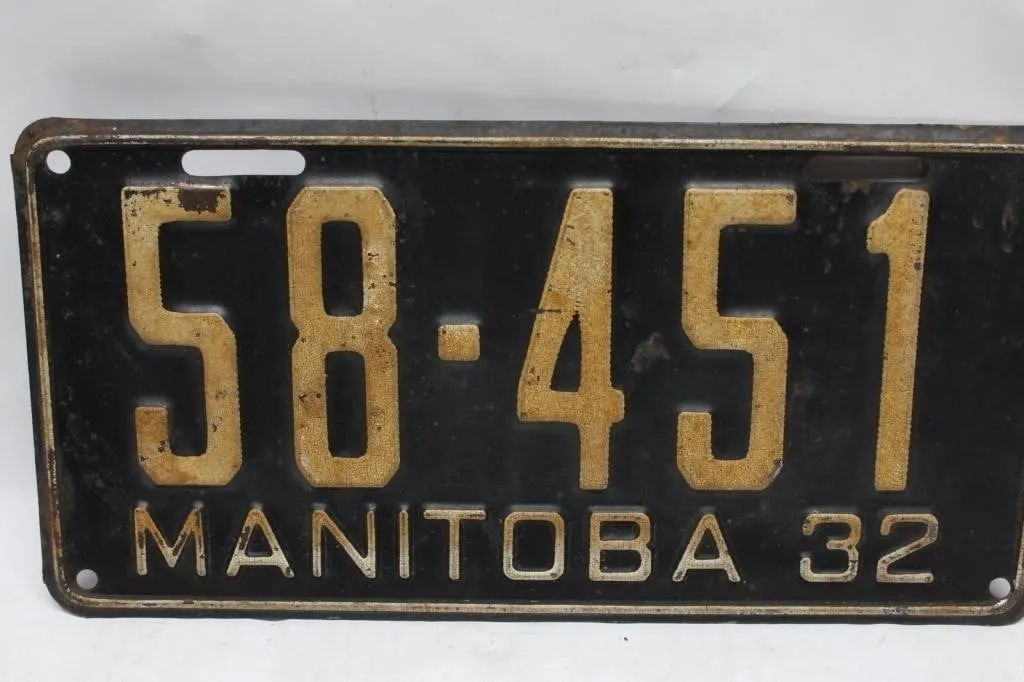 Vintage 1932 Manitoba License Plate