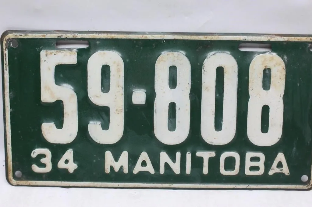 1934 Manitoba License Plate 59-808