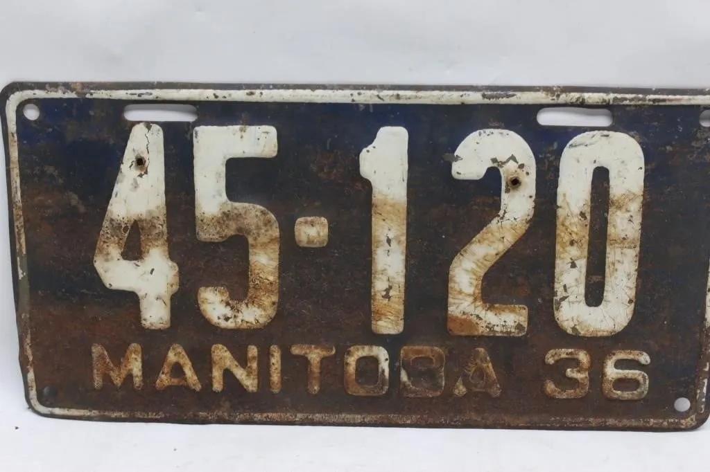 1936 Manitoba License Plate 45-120