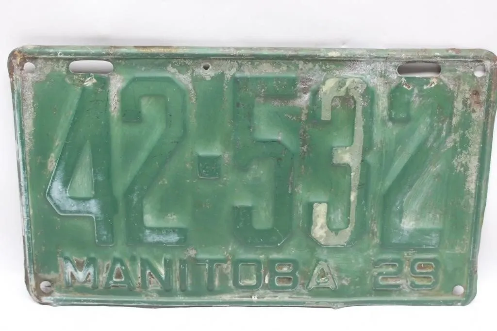 Vintage 1929 Manitoba License Plate