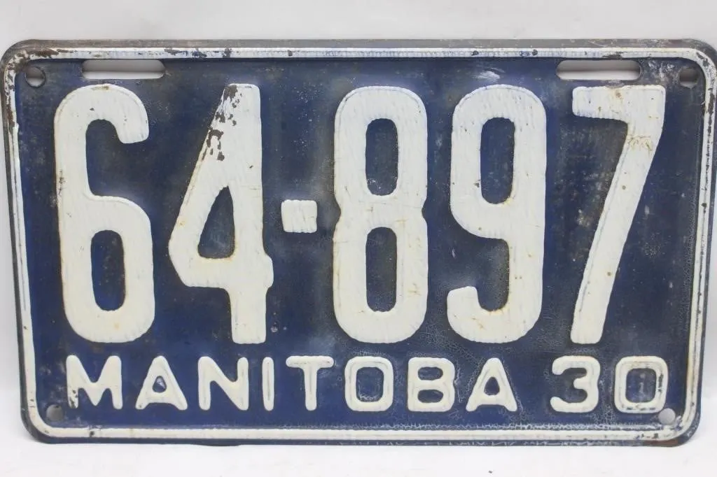 Manitoba 1930 License Plate #64-897