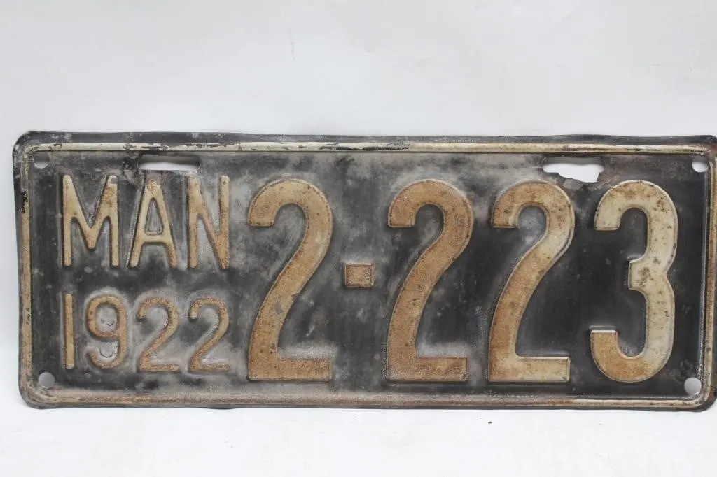 1922 Manitoba License Plate No. 2-223