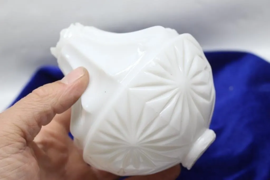 Antique Milk Glass Star-Cut Lightning Rod Ball