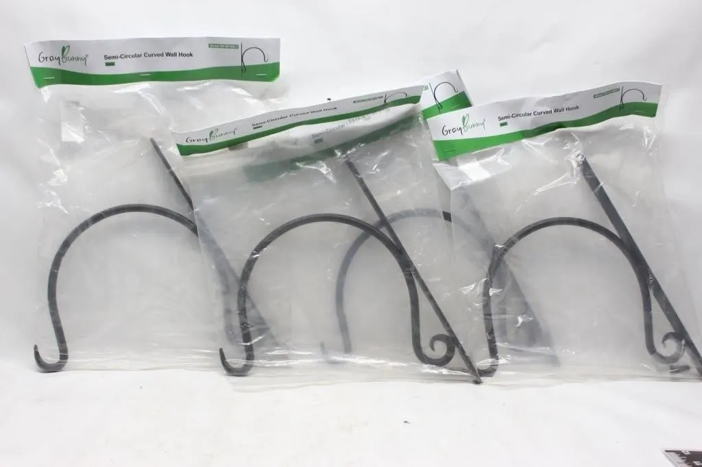 Gray Bunny Semi-Circular Curved Wall Hooks, Lot of