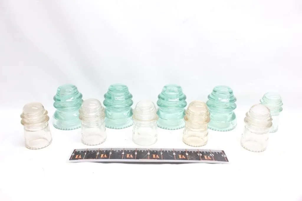 Assorted Antique Glass Insulators, Set of 10