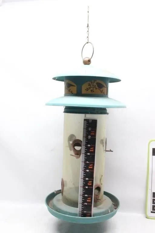 Metal Hanging Bird Feeder with Seed Ports