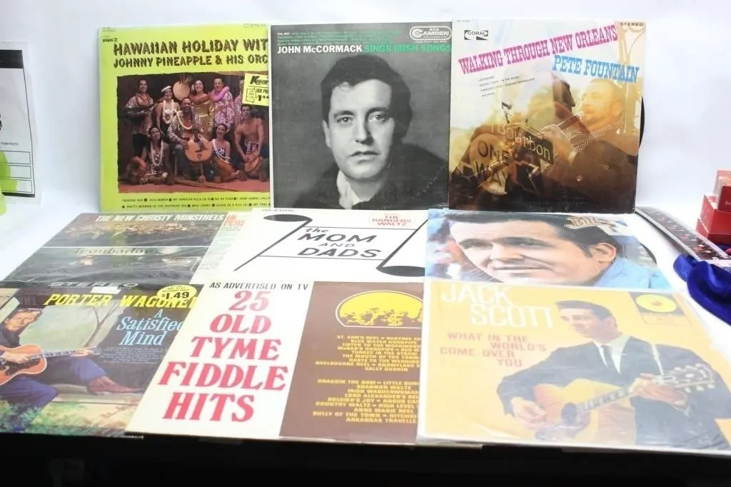Vintage Vinyl LP Record Lot - Country, Hawaiian &