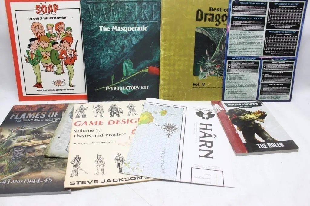 RPG & Wargame Book Lot: Vampire, WH40K, Harn +