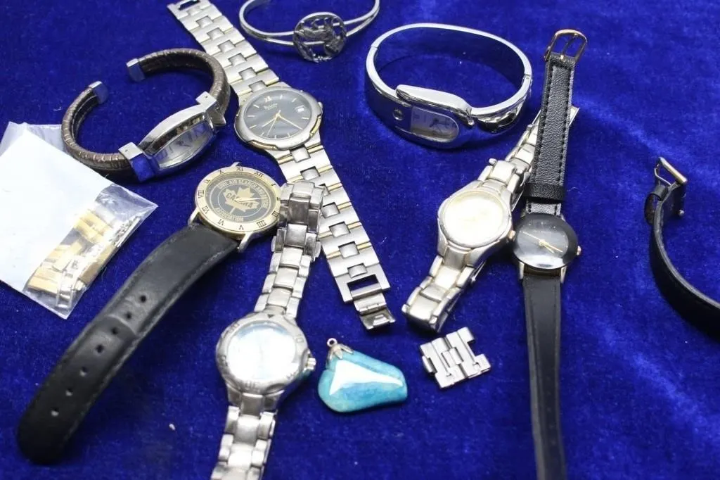 Watch & Bracelet Lot: Bulova, Lenoir, Cuffs,
