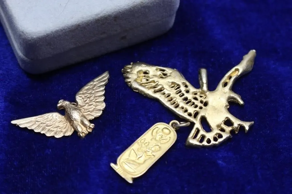 Gold-Tone Eagle Pendants & Cartouche Charm, Ben