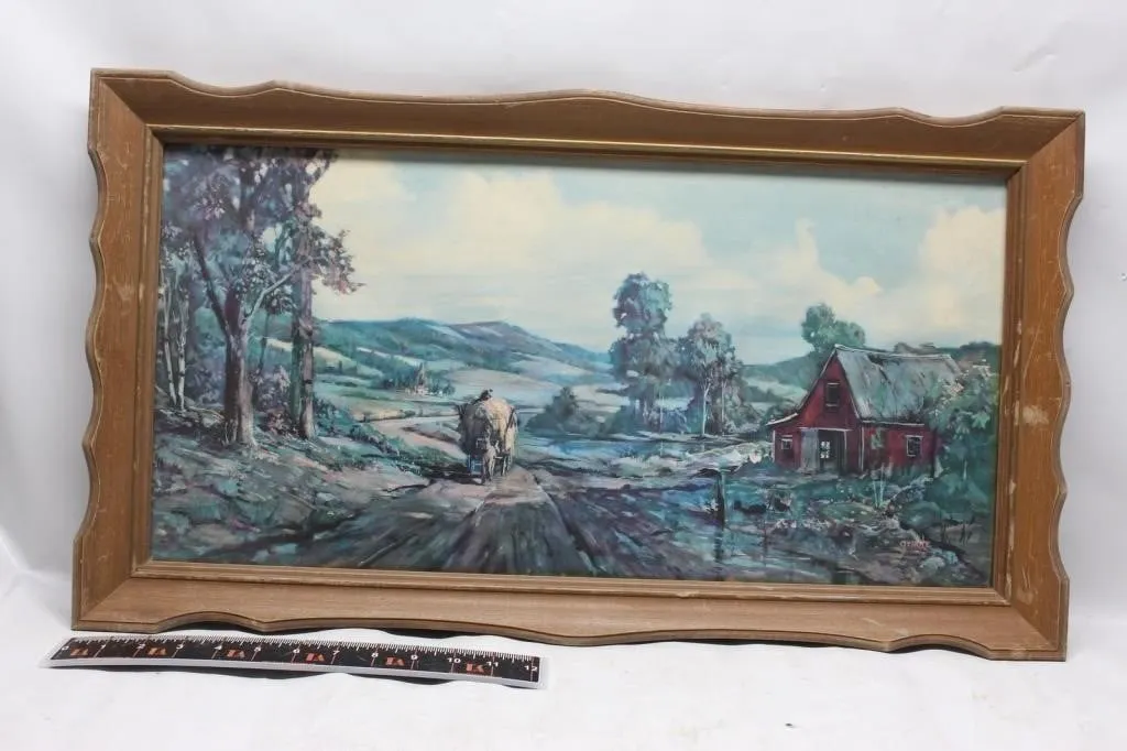 Framed Country Landscape Print, Signed
