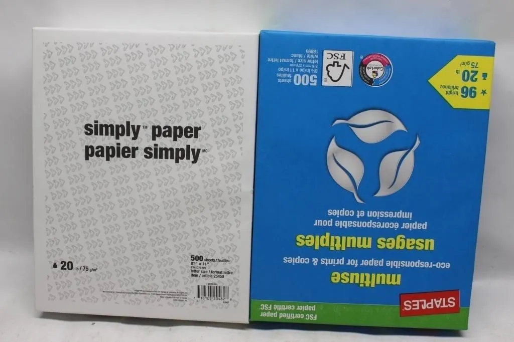 2 Boxes Copy Paper, Simply & Staples Multiuse