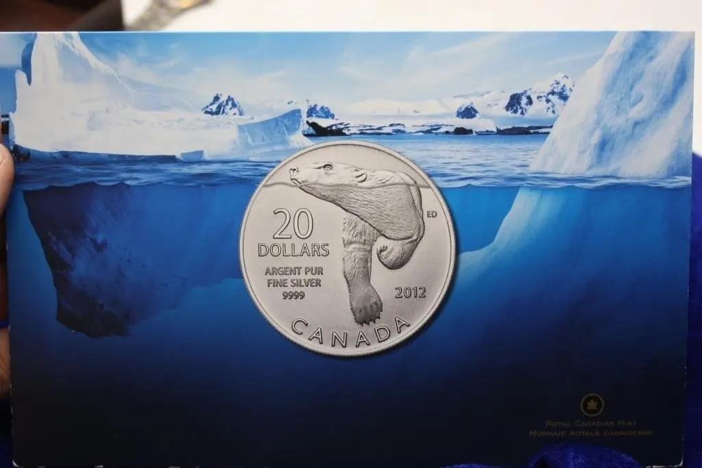2012 Canada $20 Fine Silver Polar Bear Coin