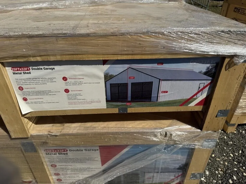 SDLanch C2533FT 25'x 33' Double Garage Metal Shed