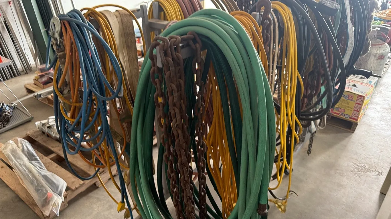 Portable rack w/ assorted, tow straps & power cords