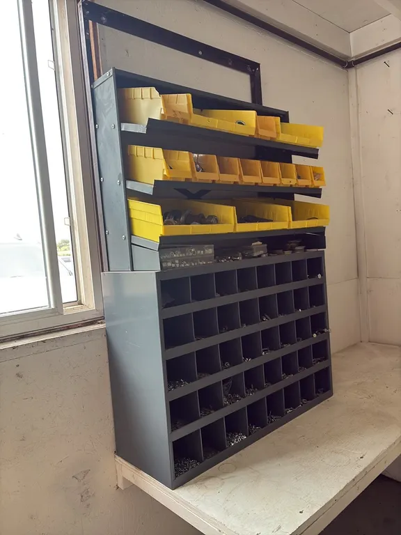 Bolt bin w/ hardware shelf & contents