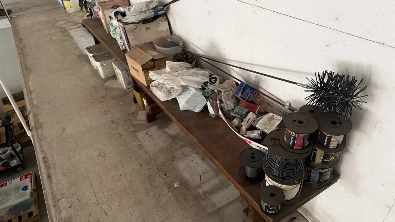 Large of assorted hardware & 2) benches