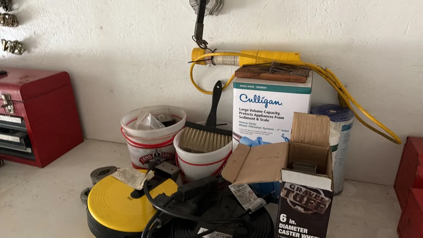 Power cord reels w/ cylinder stops unused Culligan water filter & hardware