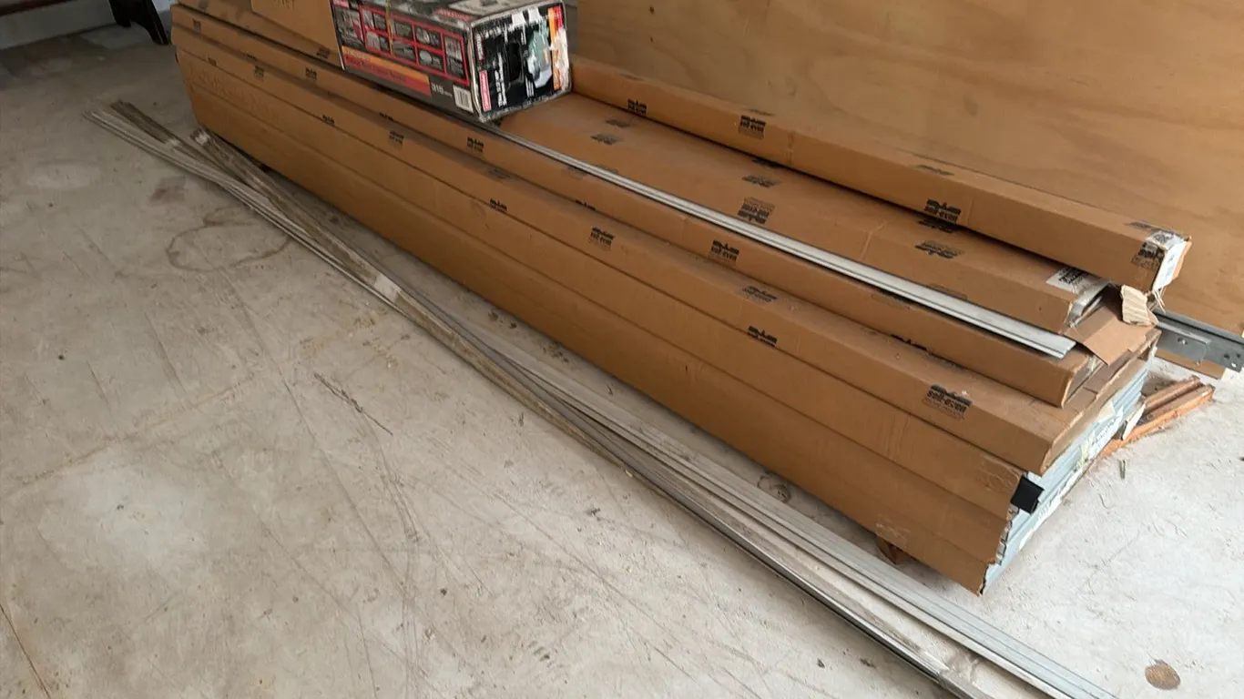 Unused Sell-Even 12'x12' overhead garage door w/ Craftsman 1/2hp garage door opener system
