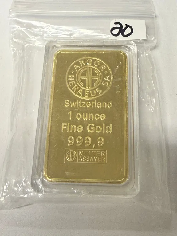 1 Troy Ounce .999 Gold Plated Replica Bar