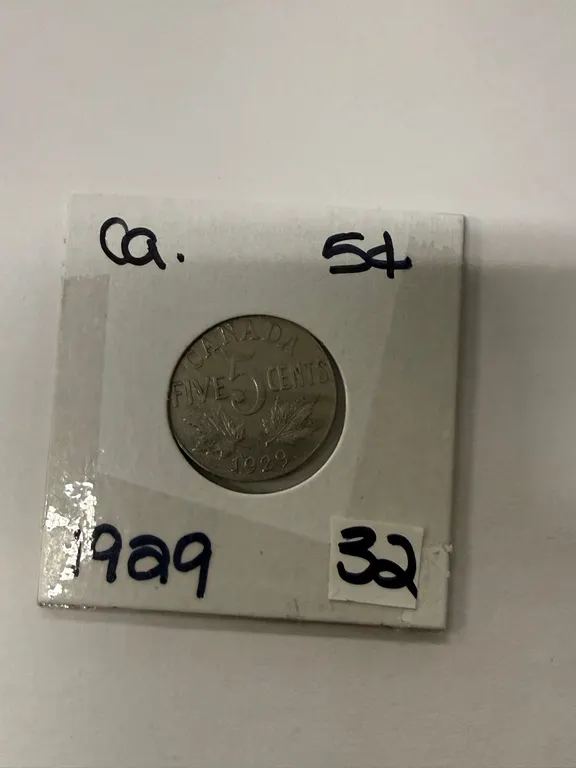1929 Five Cent Canadian Coins