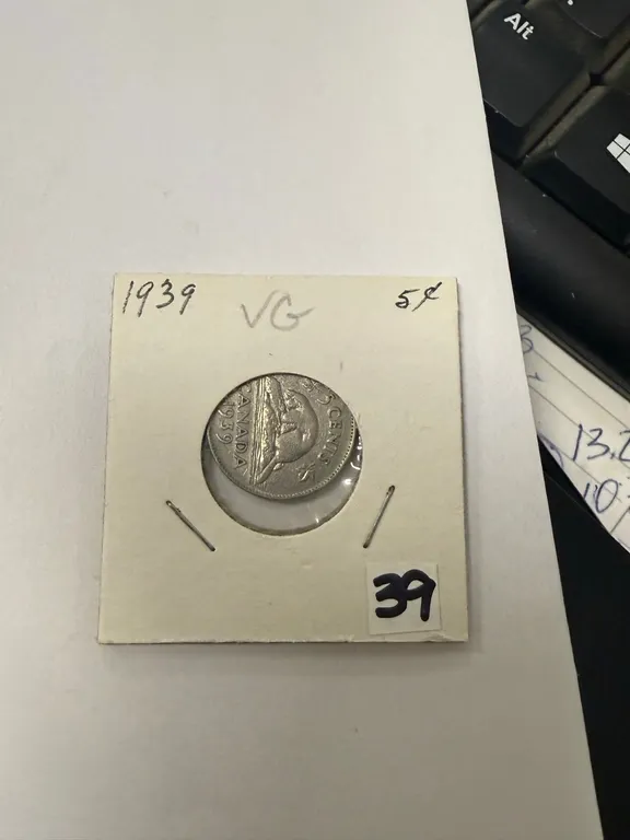 1939 Five Canadian Cent