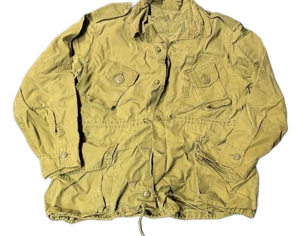 Olive Green Military-Style Field Jacket with Multiple Pockets