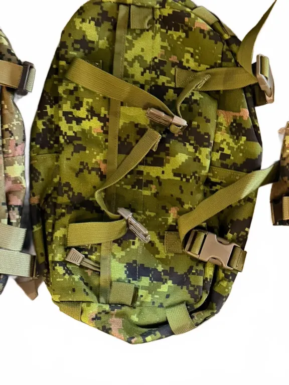 3 CADPAT Camouflage Utility Pouches with Buckle Closures and Web Straps