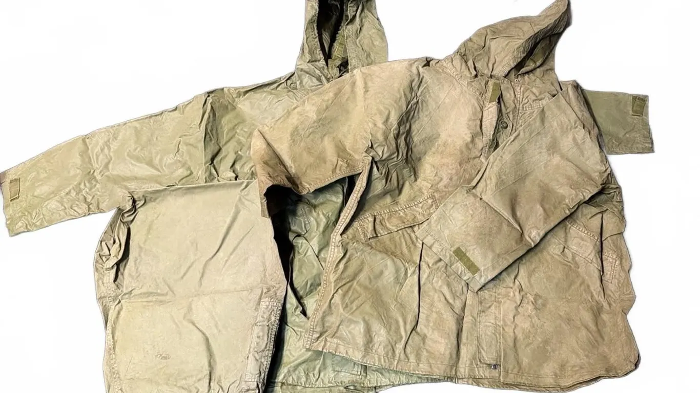 Two Olive Green Military-Style Hooded Parkas with Matching Pants