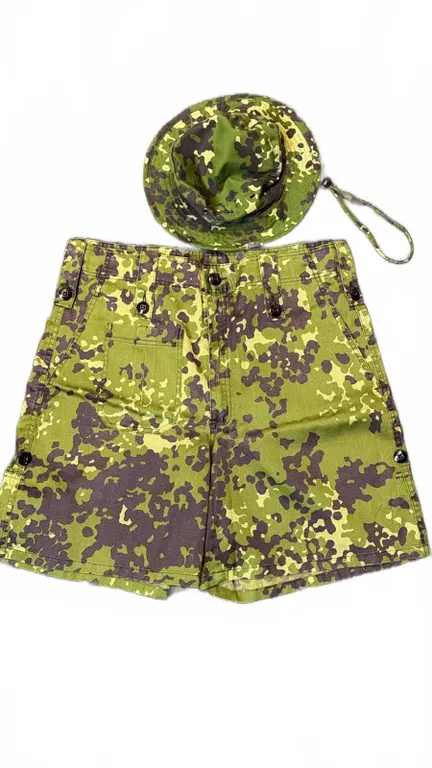 Danish M84 Flecktarn Camo Shorts and Hat, 2001 Shorts, 2010 Hat, Sizes 10 & 58