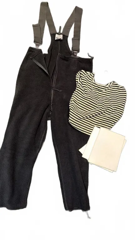 Polartec Cold Weather Fleece Overalls Large-Long, Striped Shirt & White Cloths Lot