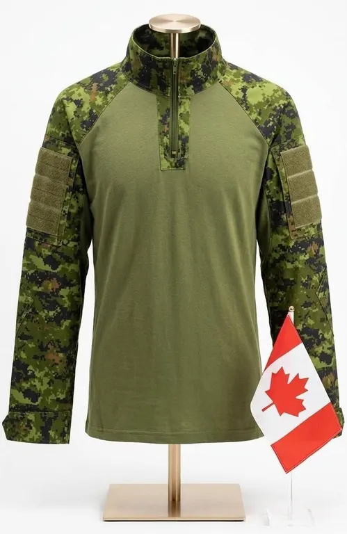 Canadian Forces CADPAT Combat Shirt With Patches and Quarter-Zip, Medium