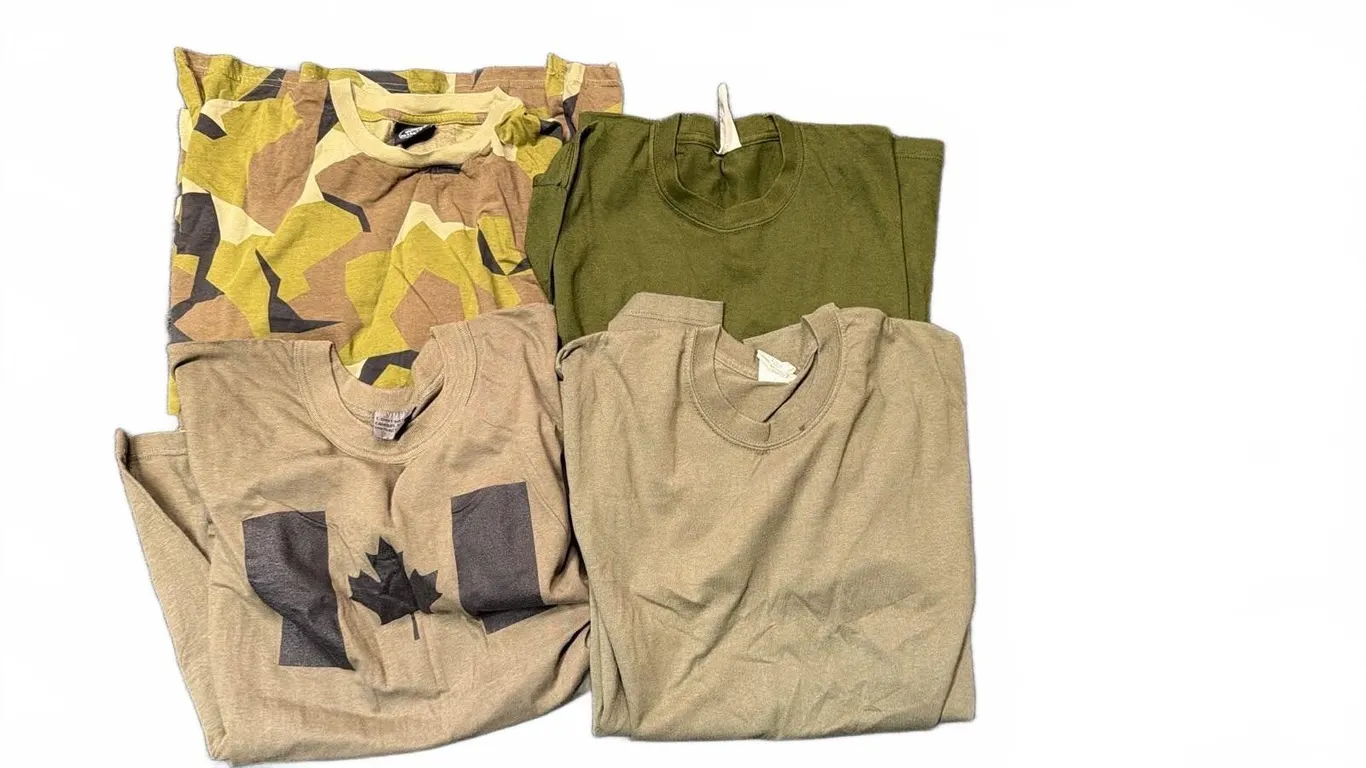 4 Men's Military T-Shirts XL/XLg Mil-Tec Logistik Camouflage and Olive