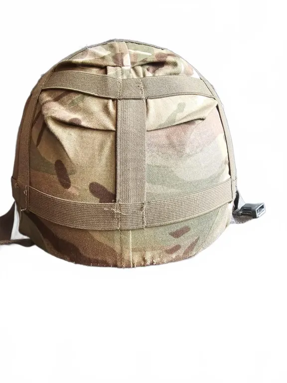 Military Ballistic Helmet With Camouflage Cover And Harness, Adjustable Straps