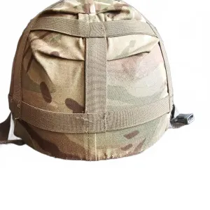 Military Ballistic Helmet With Camouflage Cover And Harness, Adjustable Straps