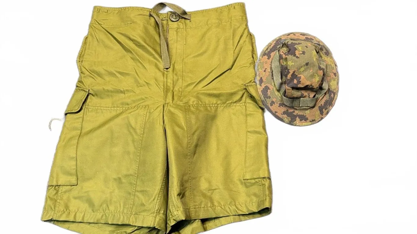 German Army Bundeswehr Flecktarn Field Shorts Long-Large Size 7/340 With Camouflage Hat