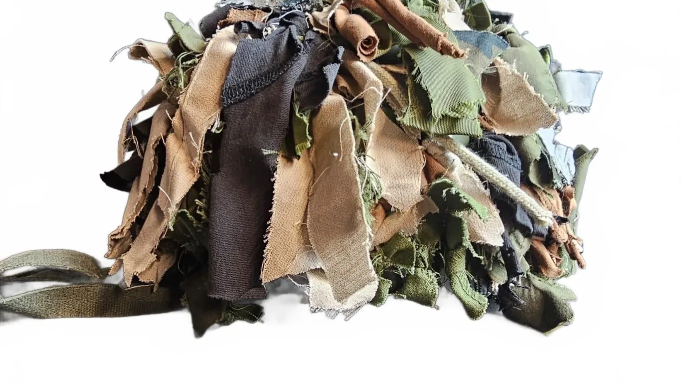 Canadian Soldier's Helmet C634 Medium With Camouflage Net and Fabric Strips