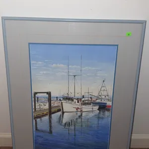 1996 J. Mevicker Signed Harbour Scene Framed Art Print
