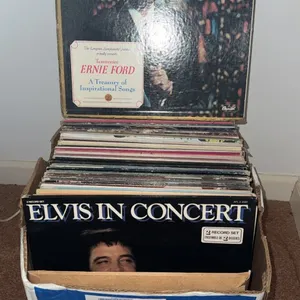 Box Lot of Assorted LP Vinyl Records Including Elvis in Concert
