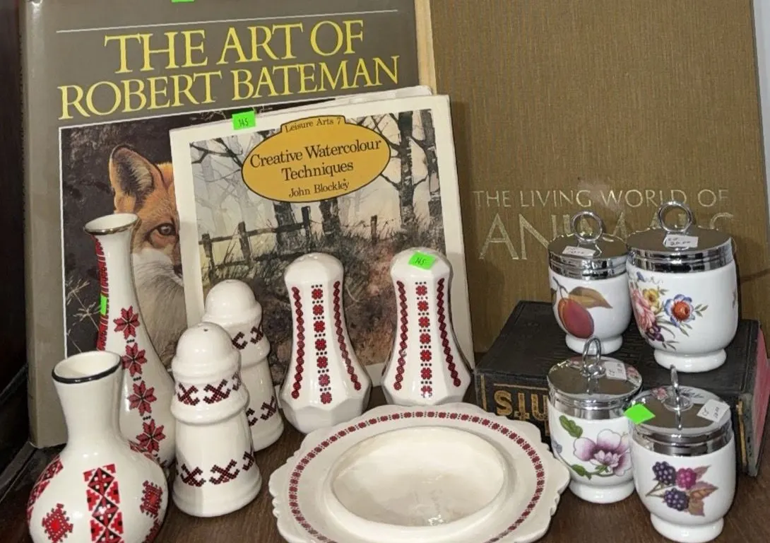 Art Books, Ceramic Jars, and Decorative Vases