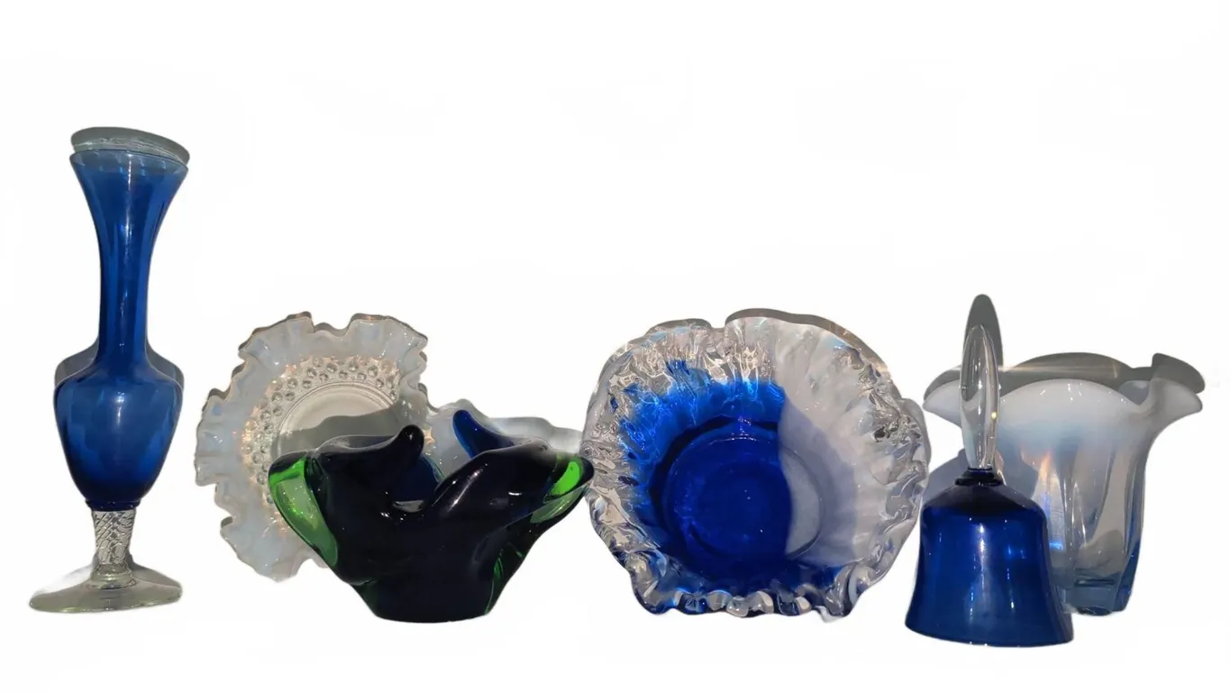Blue and Clear Art Glass Collection - Murano Hand Blown Mid Century