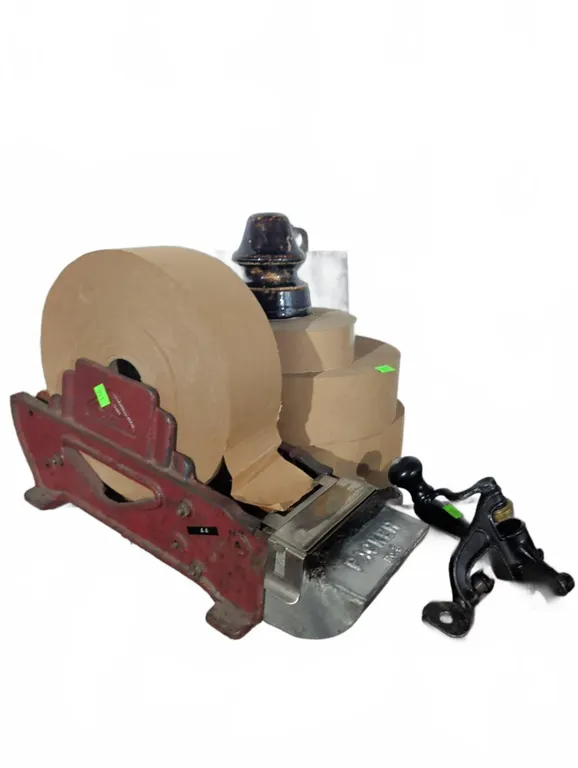 Packer No. 3 Gummed Tape Dispenser with Rolls, Clamp, and Insulator