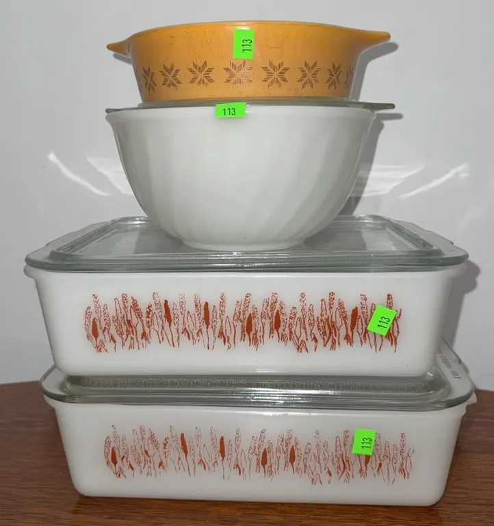 Pyrex and Fire-King Mixing Bowls and Covered Refrigerator Dishes